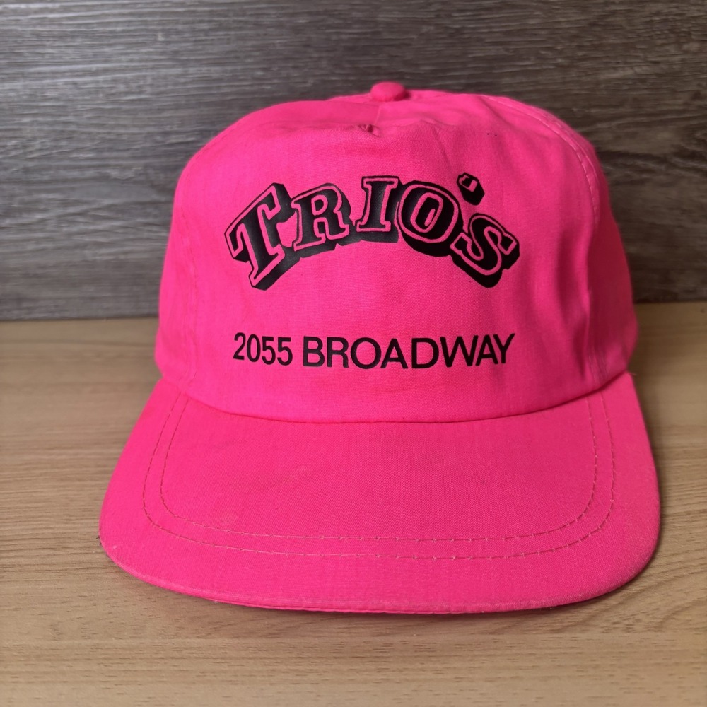 Vintage Trios Hat Cap Snap Back Broadway Advertising Promo Restaurant Mens Neon